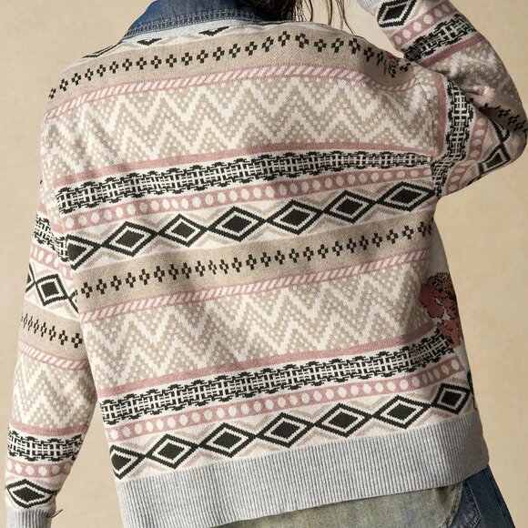 Multicolor Boho Casual Women's Floral Patchwork Cardigan - Picture 2 of 10